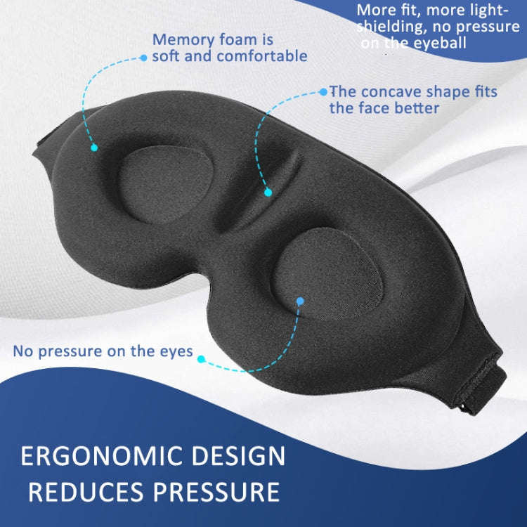 4 In 1 3D Sleep Eye Mask Memory Foam Non-pressure Shading Sleeping Blindfold(Blue)