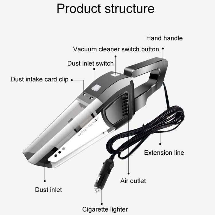 Portable Handheld Powerful Car Vacuum Cleaner, Style: Wired Model