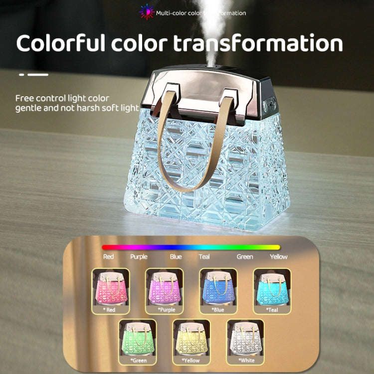 Desktop Small Crystal Bag Humidifier Aroma Ambient Lighting, Color: White Rechargeabl