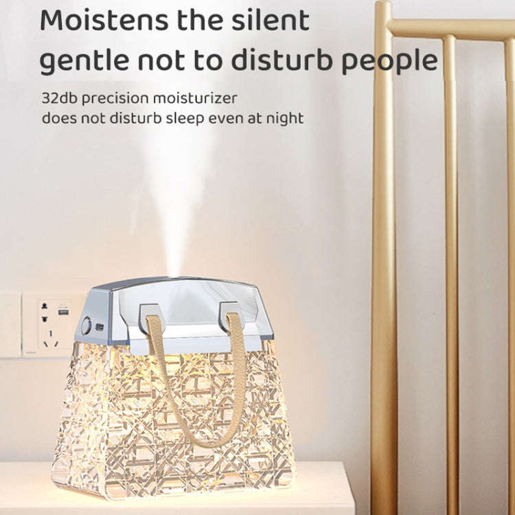 Desktop Small Crystal Bag Humidifier Aroma Ambient Lighting, Color: White Rechargeabl