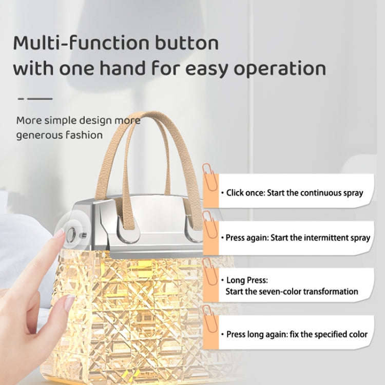 Desktop Small Crystal Bag Humidifier Aroma Ambient Lighting, Color: White Rechargeabl