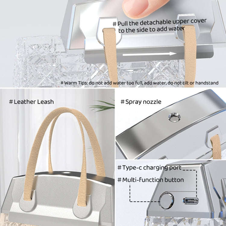 Desktop Small Crystal Bag Humidifier Aroma Ambient Lighting, Color: White Rechargeabl