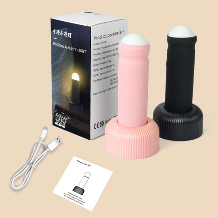 Hand Pull Night Light Rechargeable Bedroom Bedside Sleeping Lamp(Black)