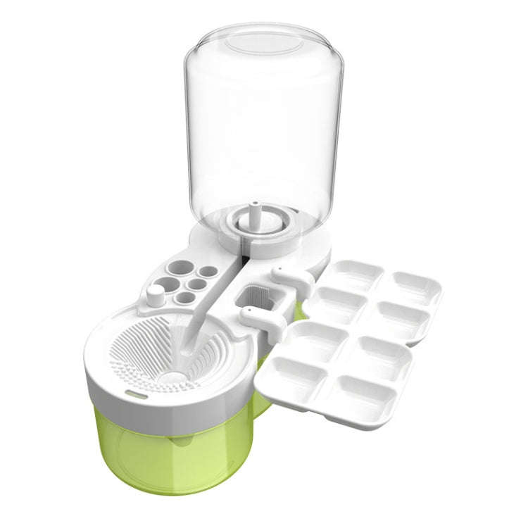 Painting Brush Washer with Drain Cleaner and Holder, 8 Palette Wells(Green)