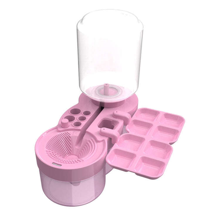 Painting Brush Washer with Drain Cleaner and Holder, 8 Palette Wells(Pink)