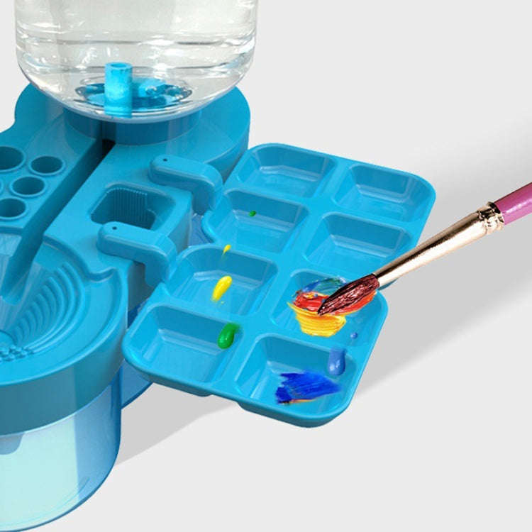 Painting Brush Washer with Drain Cleaner and Holder, 8 Palette Wells(Blue)