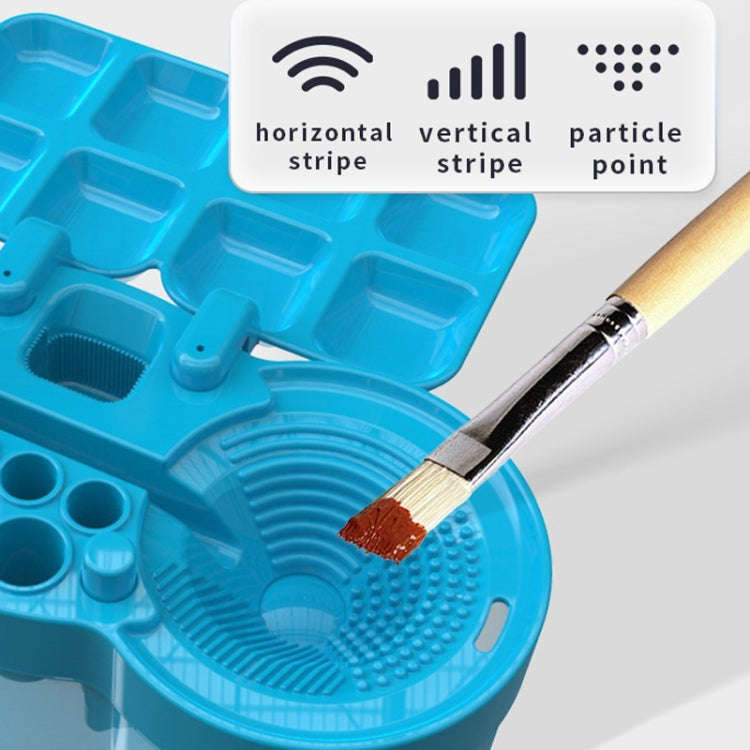 Painting Brush Washer with Drain Cleaner and Holder, 8 Palette Wells(Blue)