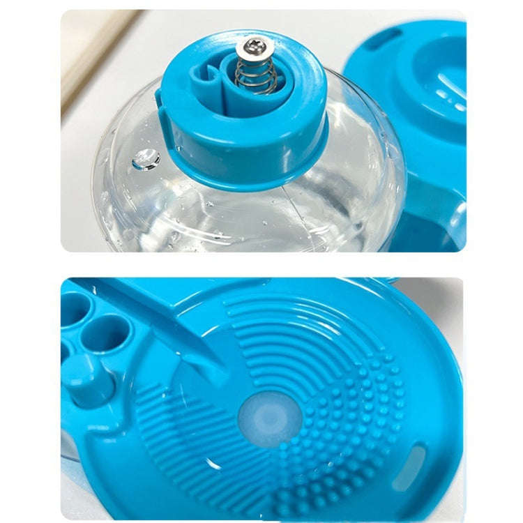 Painting Brush Washer with Drain Cleaner and Holder, 8 Palette Wells(Blue)