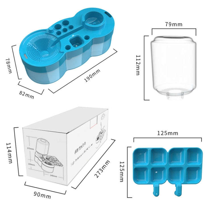 Painting Brush Washer with Drain Cleaner and Holder, 8 Palette Wells(Blue)