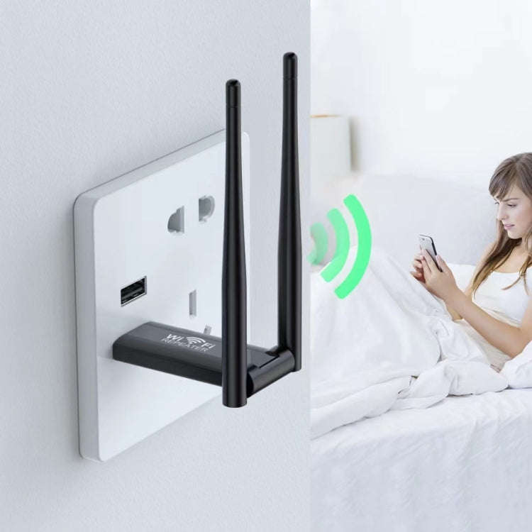 USB Powered WiFi Signal Amplifier Through Wall Wireless Router Extension(Black)