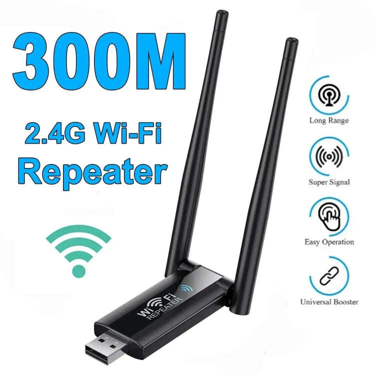 USB Powered WiFi Signal Amplifier Through Wall Wireless Router Extension(Black)