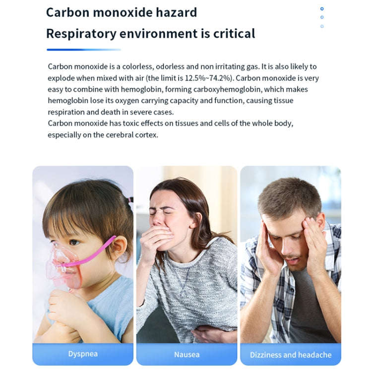 Portable Carbon Monoxide Detector Outdoor Home Detection Alarm(Blue)