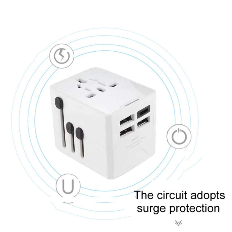 3 x USB & 1 x USB-C / Type-C Travel Plug Adapter International Universal Charging Block(Black)