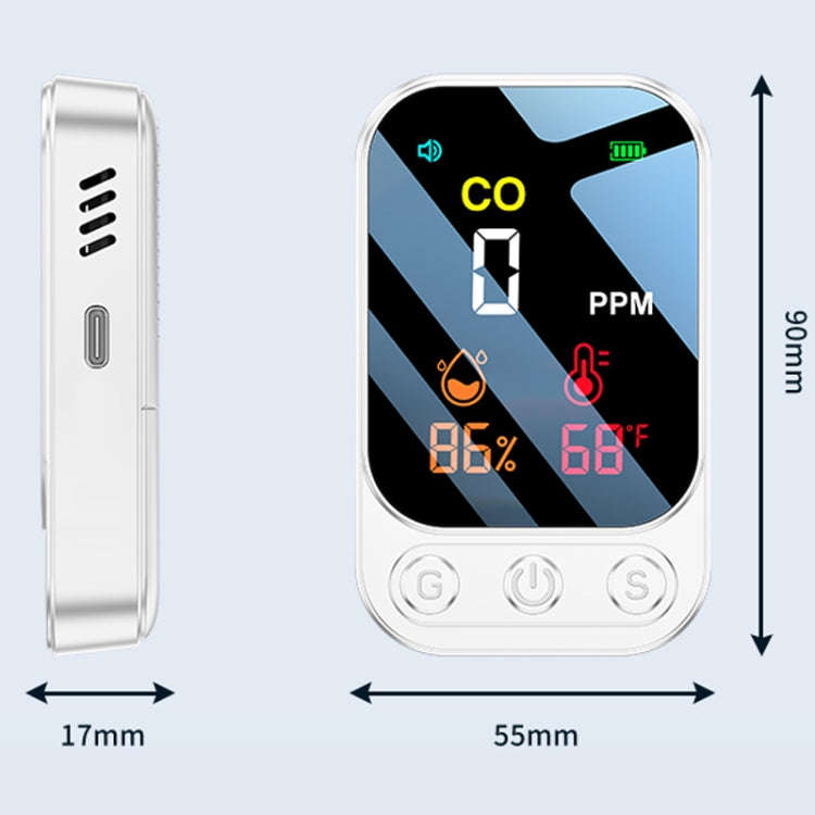 3 In 1 Multifunctional Portable Carbon Monoxide Detector(White)