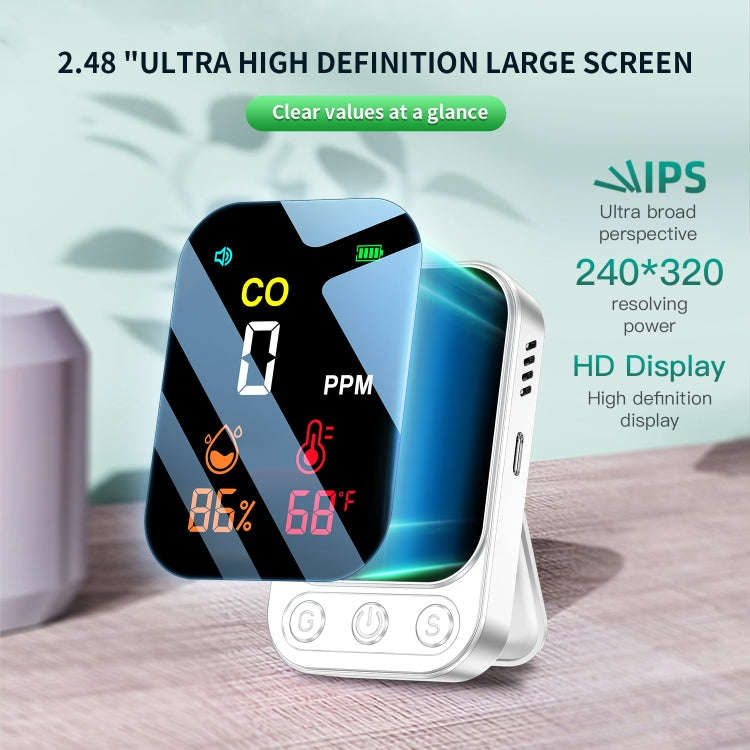 3 In 1 Multifunctional Portable Carbon Monoxide Detector(White)