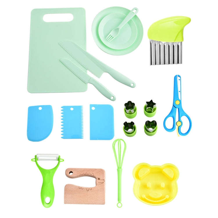 19pcs /Set Children Cooking Knife Set Early Childhood Education Kitchen Tools(Green)