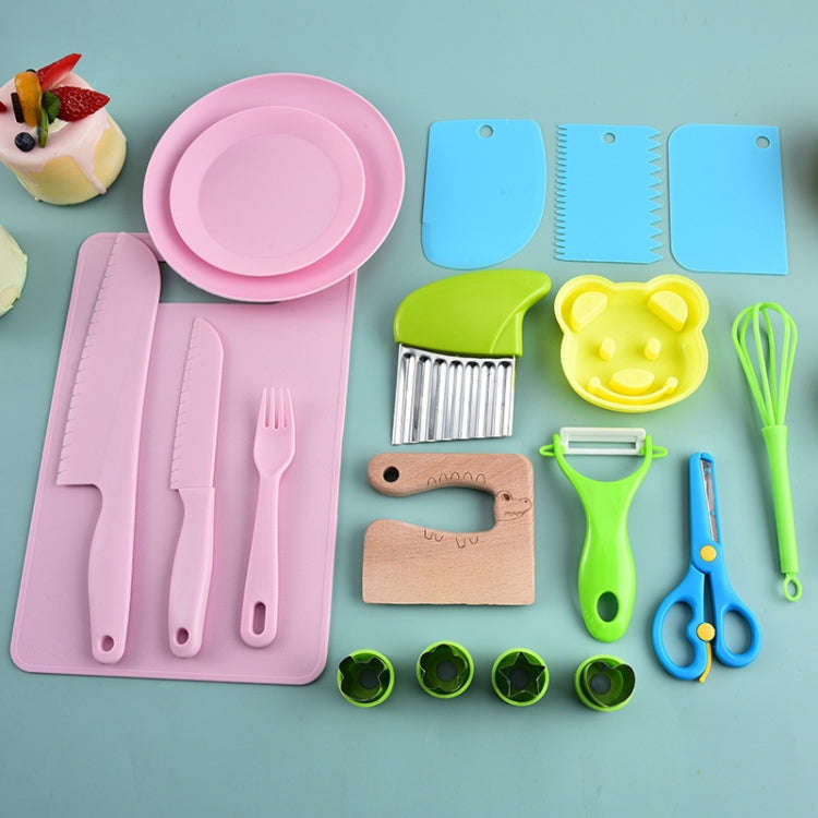 19pcs /Set Children Cooking Knife Set Early Childhood Education Kitchen Tools(Blue)