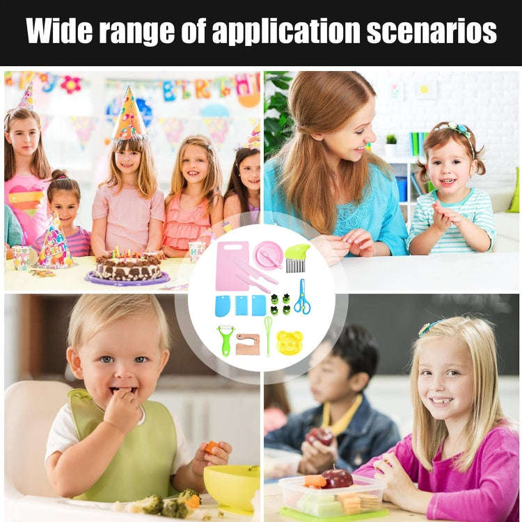 19pcs /Set Children Cooking Knife Set Early Childhood Education Kitchen Tools(Blue)