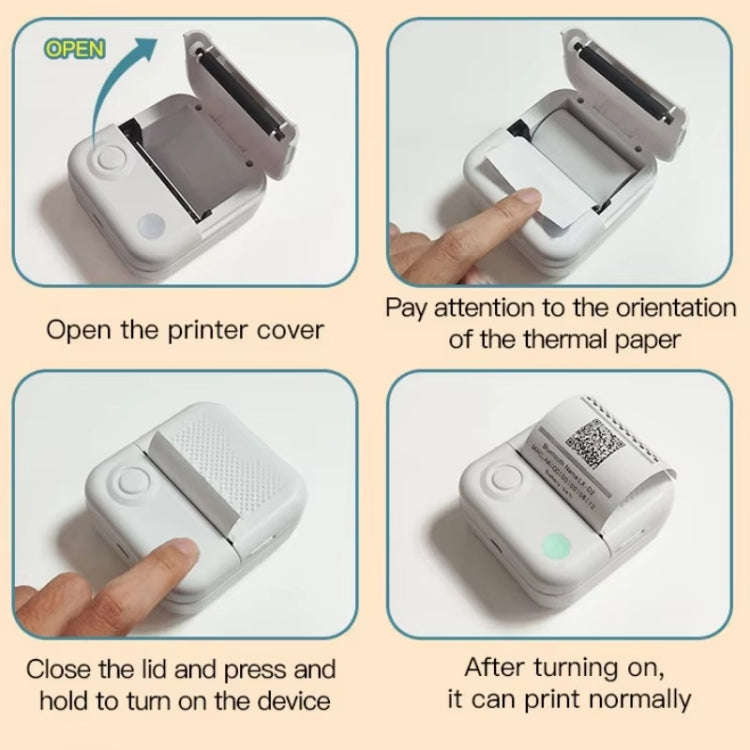 200DPI Mini Label Printer Thermal Inkless Black And White Printer With 1 Roll Printing Paper(Blue)