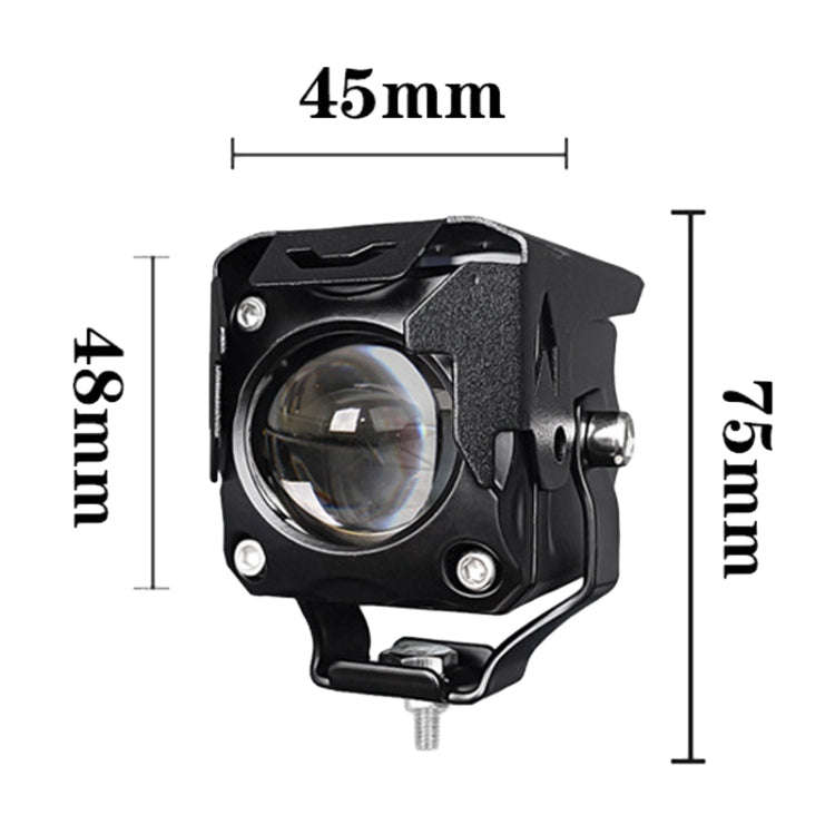 20W Motorcycle LED Headlight Auxiliary Spotlight Lens Dual Color Fog Light(Near Yellow+Far White)