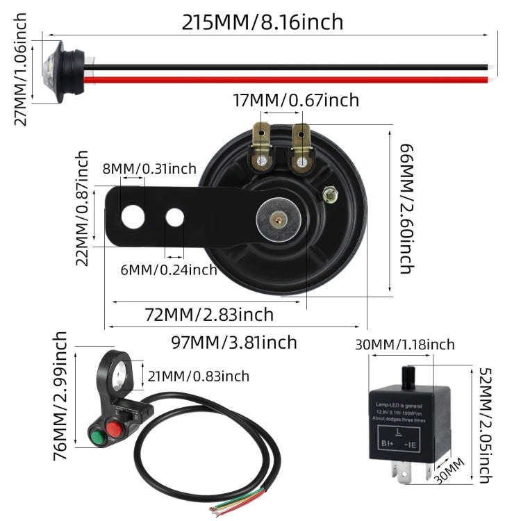 3 In 1 ATV Motorcycle Turn Signal LED Light Horn Kit