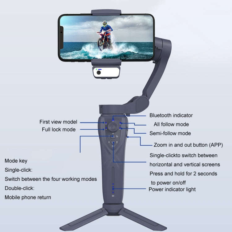 Desiontal F12 Three-Axis Foldable Handheld Stabilizer Mobile Phone Gimbal With AI Face Tracking(B...