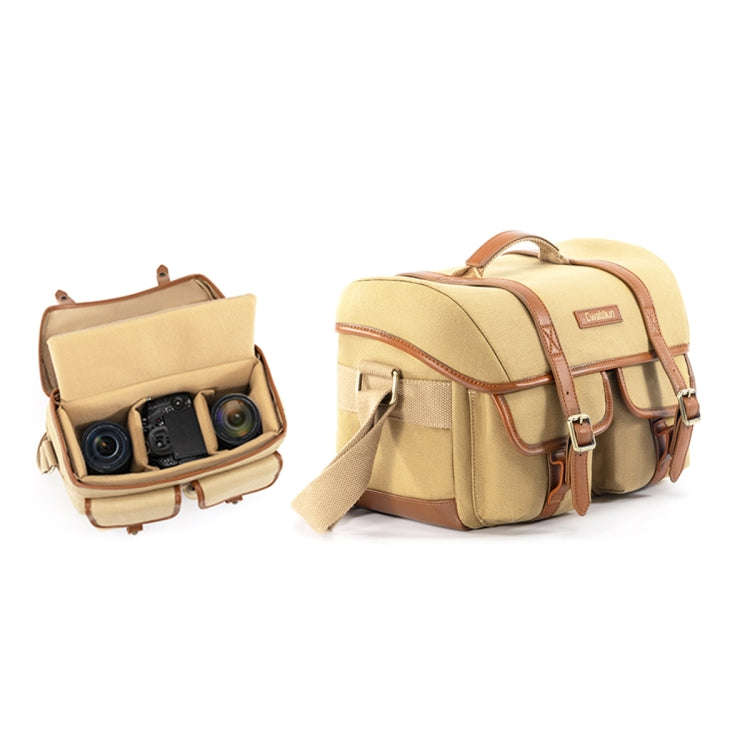 Cwatcun D146 Large Vintage Camera Bag Crossbody Canvas Digital Bag