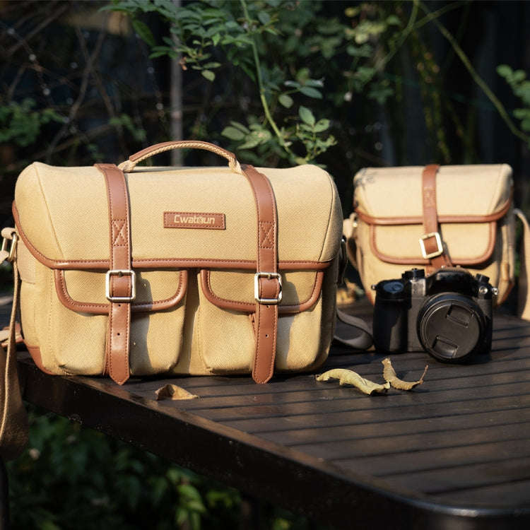 Cwatcun D146 Large Vintage Camera Bag Crossbody Canvas Digital Bag