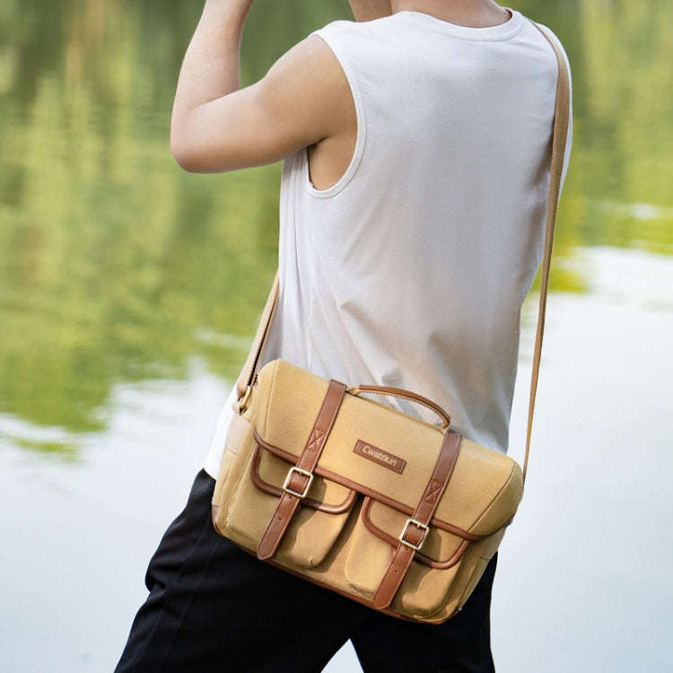Cwatcun D146 Large Vintage Camera Bag Crossbody Canvas Digital Bag