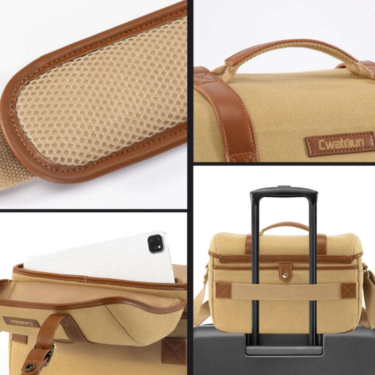 Cwatcun D146 Large Vintage Camera Bag Crossbody Canvas Digital Bag
