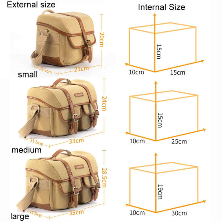 Cwatcun D146 Large Vintage Camera Bag Crossbody Canvas Digital Bag