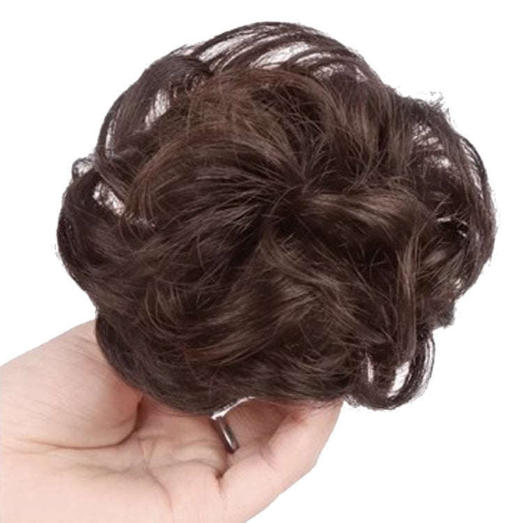 Ladies Fluffy Natural Pods Wig Grab Clip Plate Hair Buns(Dark Brown)