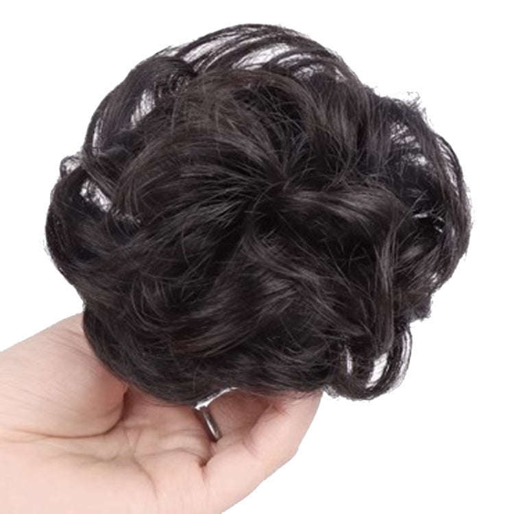 Ladies Fluffy Natural Pods Wig Grab Clip Plate Hair Buns(Natural Black)