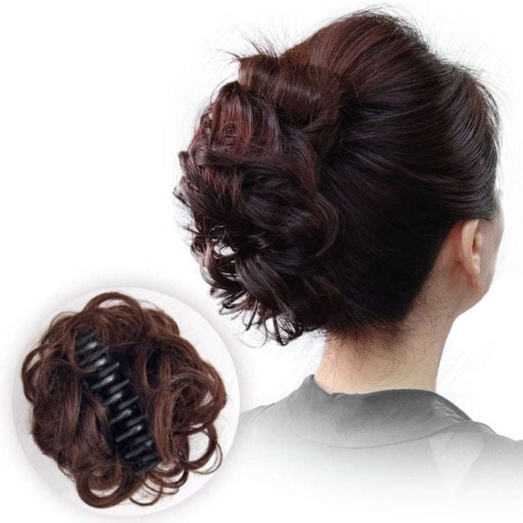 Ladies Fluffy Natural Pods Wig Grab Clip Plate Hair Buns(Natural Black)