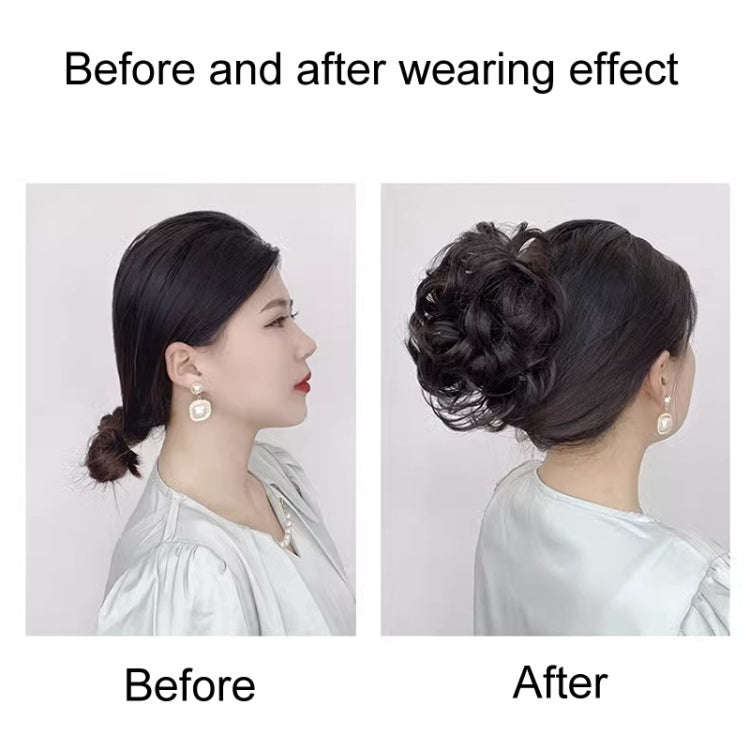 Ladies Fluffy Natural Pods Wig Grab Clip Plate Hair Buns(Dark Brown)