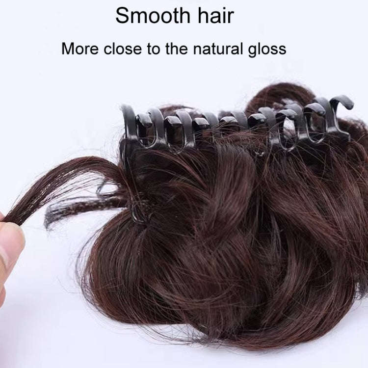 Ladies Fluffy Natural Pods Wig Grab Clip Plate Hair Buns(Natural Black)