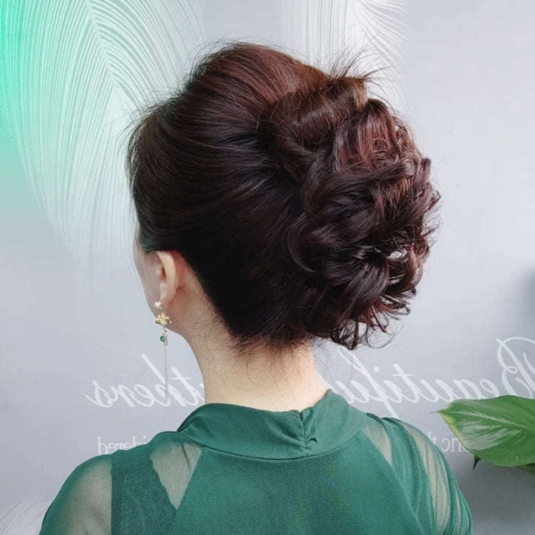 Ladies Fluffy Natural Pods Wig Grab Clip Plate Hair Buns(Natural Black)