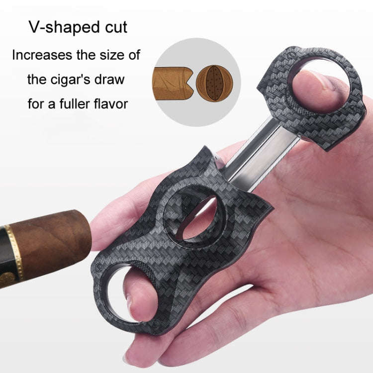 Portable Cigar Scissors Double Blade Stainless Steel V Cigar Cutter Tool(Bear Eye)