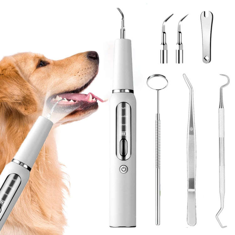 Pet Ultrasonic Teeth Cleaner Dog Electric Teeth Cleaning Tool Home Dentistry Tartar Remover(White)