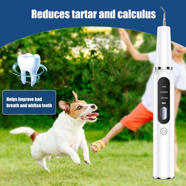 Pet Ultrasonic Teeth Cleaner Dog Electric Teeth Cleaning Tool Home Dentistry Tartar Remover(White)