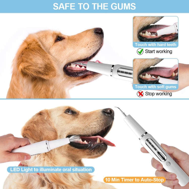 Pet Ultrasonic Teeth Cleaner Dog Electric Teeth Cleaning Tool Home Dentistry Tartar Remover(White)