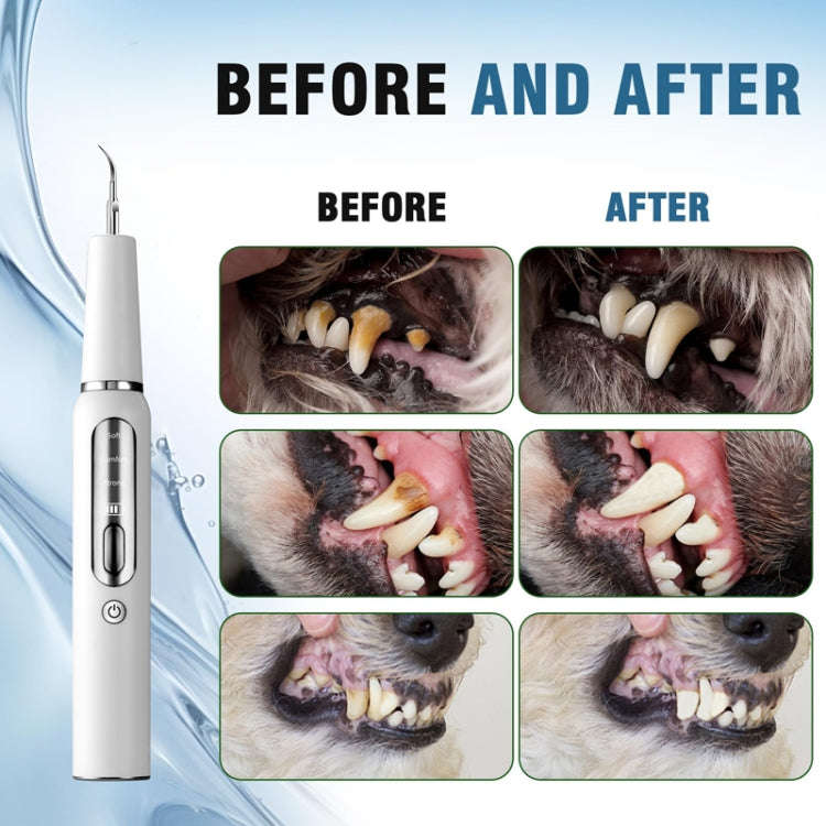 Pet Ultrasonic Teeth Cleaner Dog Electric Teeth Cleaning Tool Home Dentistry Tartar Remover(White)