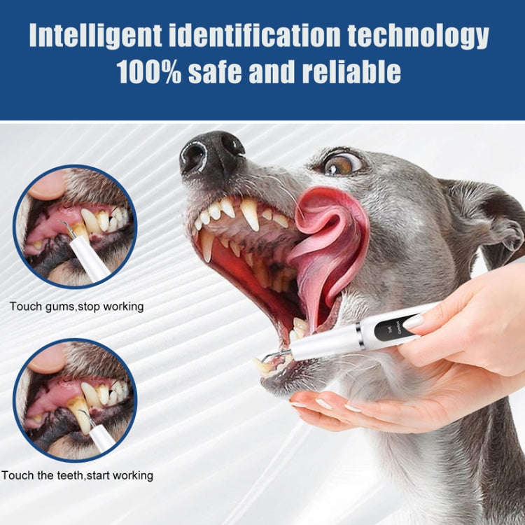 Pet Ultrasonic Teeth Cleaner Dog Electric Teeth Cleaning Tool Home Dentistry Tartar Remover(White)