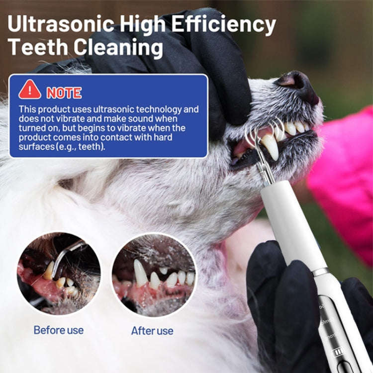 Pet Ultrasonic Teeth Cleaner Dog Electric Teeth Cleaning Tool Home Dentistry Tartar Remover(White)
