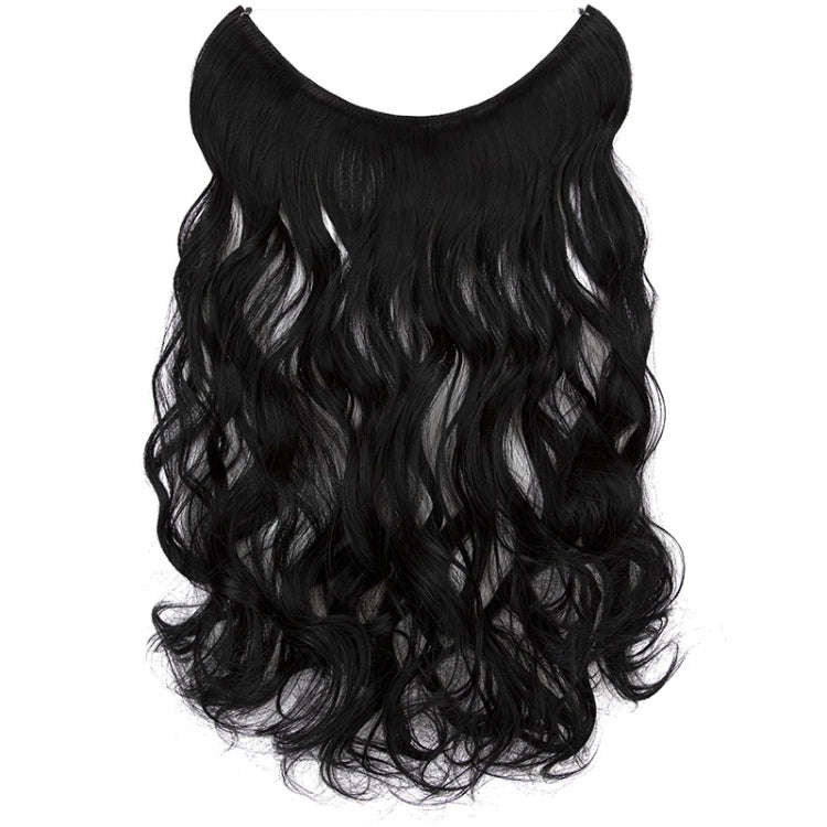 Fishing Line Hair Curtain Long Curly Wig Seamless Hair Extension(1BJ)