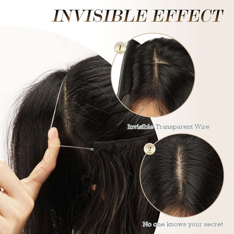 Fishing Line Hair Curtain Long Curly Wig Seamless Hair Extension(4A)