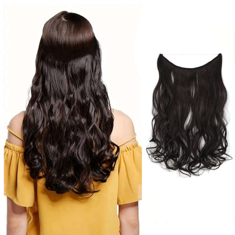 Fishing Line Hair Curtain Long Curly Wig Seamless Hair Extension(4A)