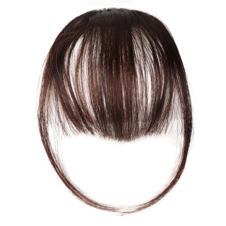 Chemical Fiber Wigs Thin Air Bangs Clip-on Wigs, Color: Dark Brown with Sideburns