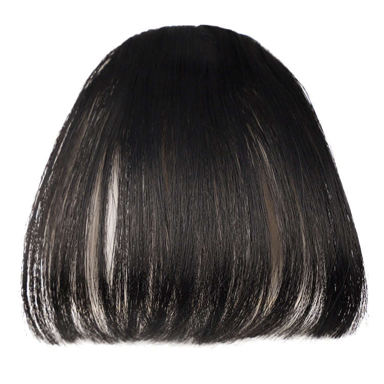 Chemical Fiber Wigs Thin Air Bangs Clip-on Wigs, Color: Natural Black No Sideburns