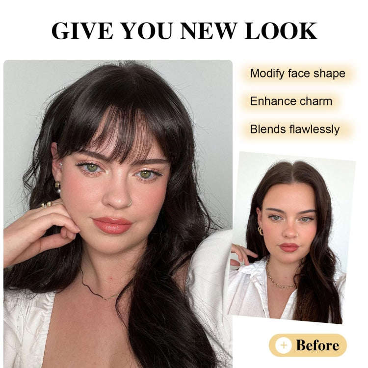 Chemical Fiber Wigs Thin Air Bangs Clip-on Wigs, Color: Light Brown with Sideburns